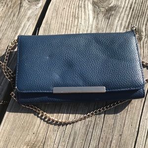 Blue leather cross body